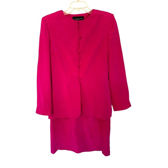 august silk Dresses & Skirts - Vintage August Silk Sheath Dress Suit Set Fuchsia  Pink Professional Office 8